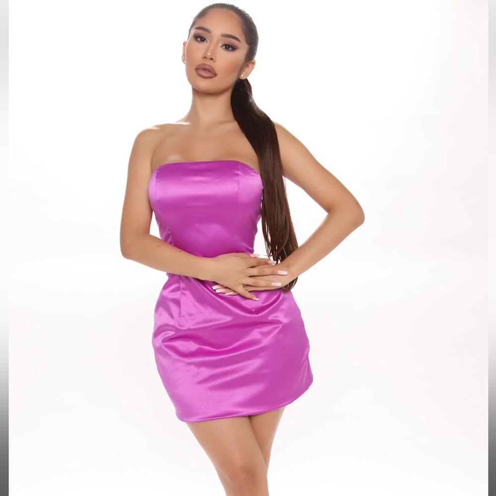 Fashion nova satin mini dress magenta